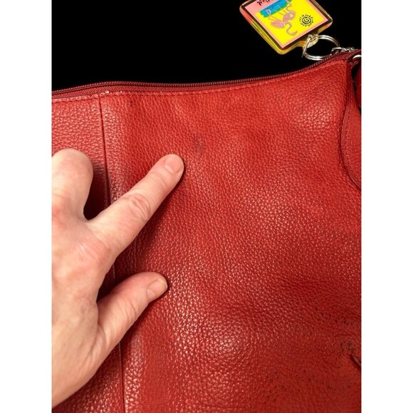 Vintage St Johns Bay Genuine Red Pebble Leather Hobo Shoulder Bag Purse 13 x 9 - Picture 7 of 12